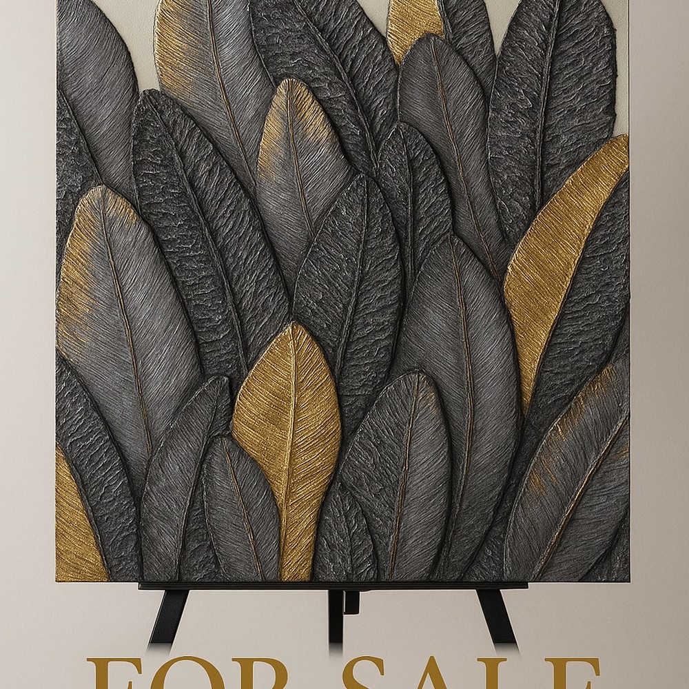 Elegant Gold and Gray Leaf Wall Art